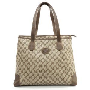 Auth Gucci Tote Bag Light Brown Coated #20246G12